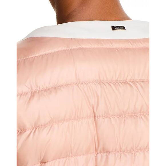 Herno Matte Trim Quilted Short Jacket in Rose Pink White 38 US 2 - Picture 3 of 7